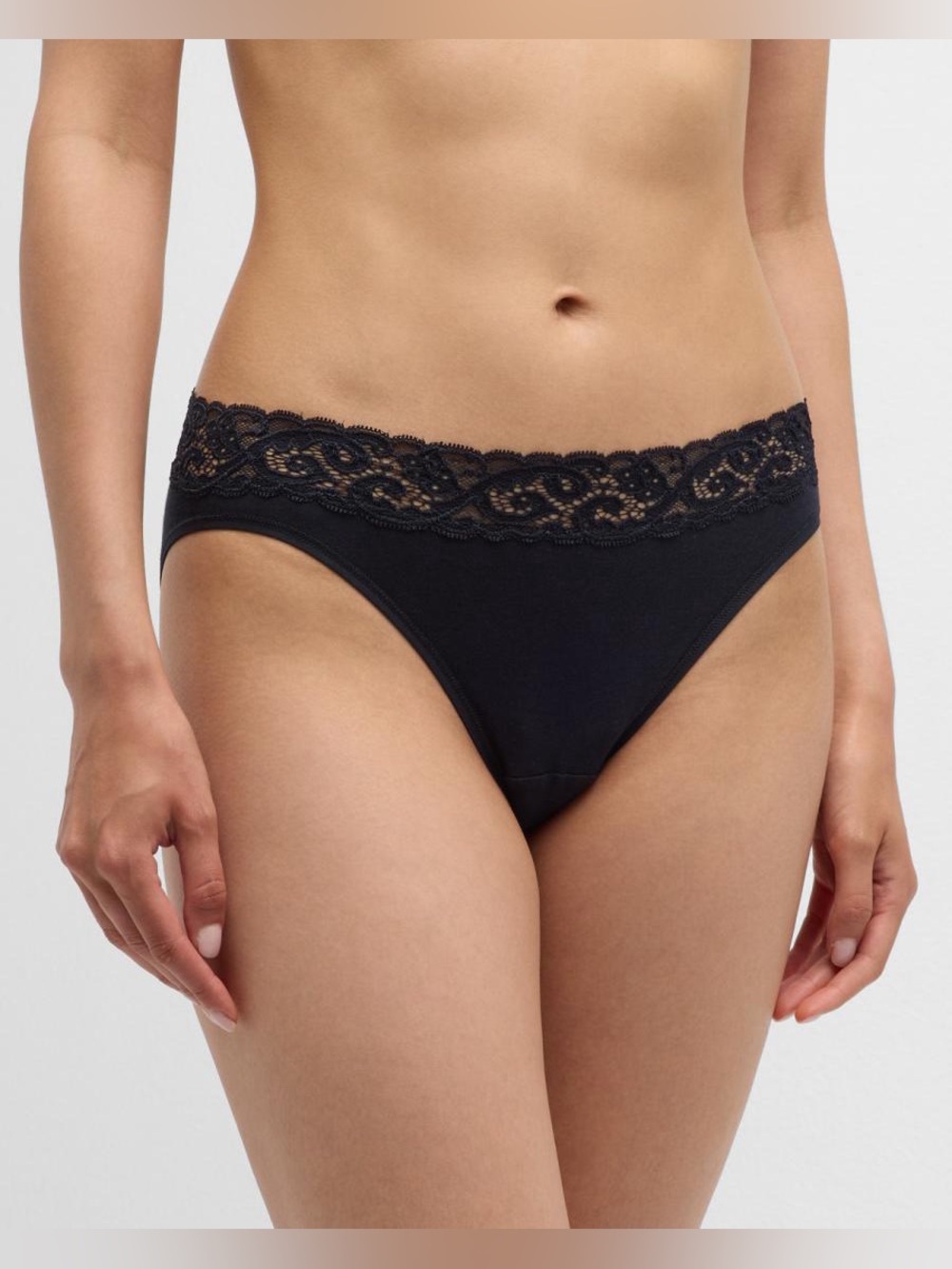 Hanro Black Lace-Trim Bikini Panty PR26-31